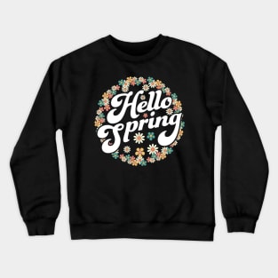 Hello Spring Trendy Easter Daisy Flower Cute Floral Pattern Crewneck Sweatshirt